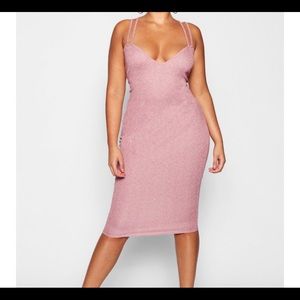 Plus Size Shimmer Double Strap midi dress